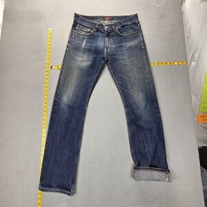 Selvedge Jeans Mens Blue Pace P-006 Slim Medium Wash Zip Fly Fits 32x32